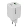 Canyon punjač CU45AC, 45W GaN, bijeli, 1x USB-C PD, 1x USB-A QC